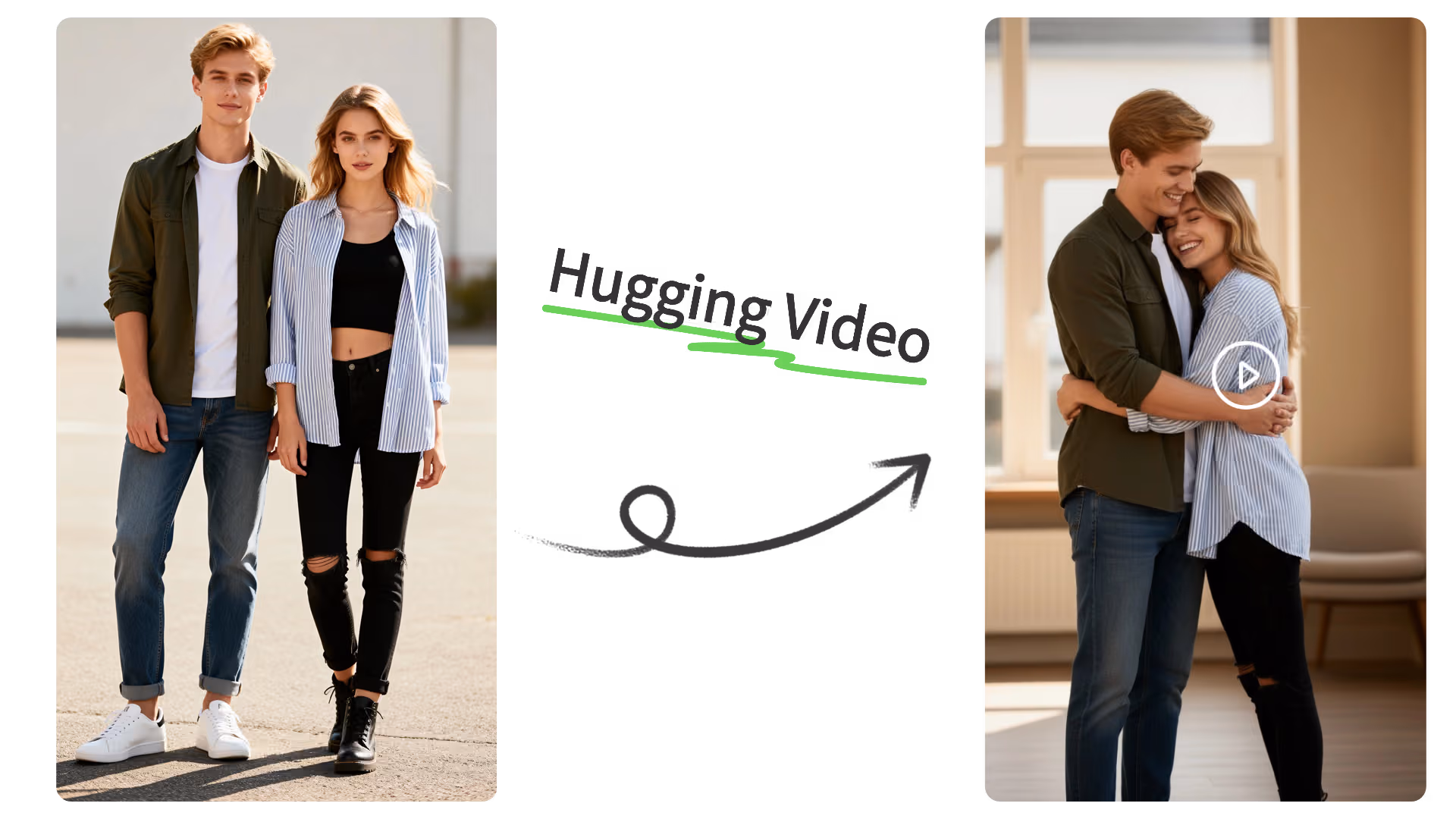 AI hug two-photo workflow
